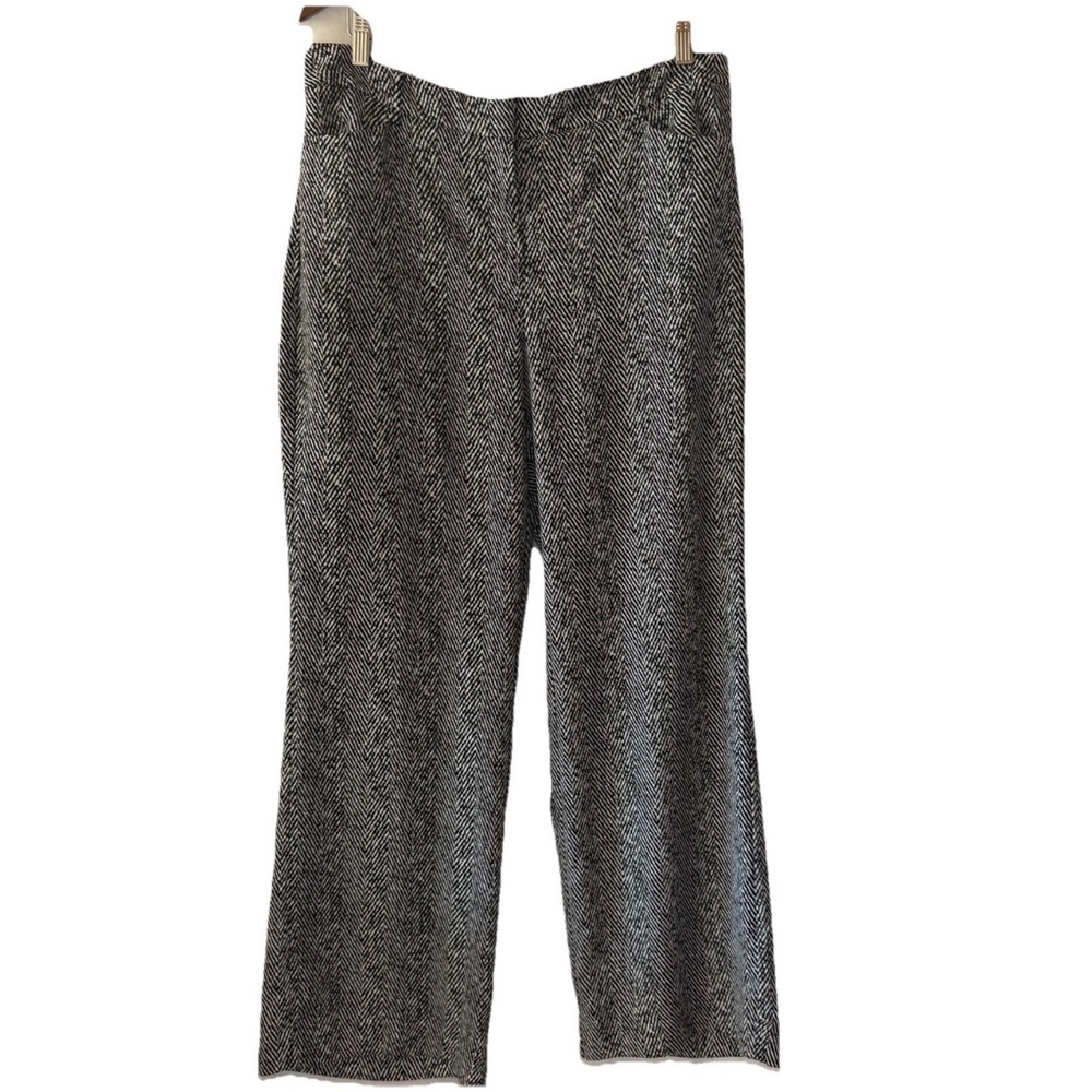 White House Black Market Herringbone Print Wide Leg Trouser Pant Sz 12 Reg *READ